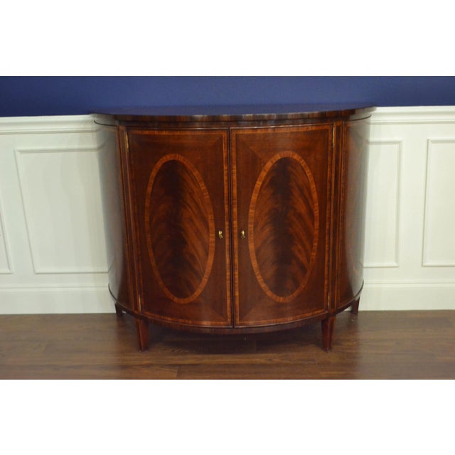 Wood Hepplewhite Style Mahogany Demilune Cabinet by Leighton Hall For Sale - Image 7 of 12