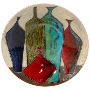 Mid 20th Century Marcello Fantoni Bowl Decorated With a Still Life of Italian Vases