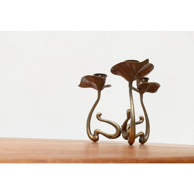Vintage Brutalist Floral Metal Candleholder For Sale - Image 11 of 18