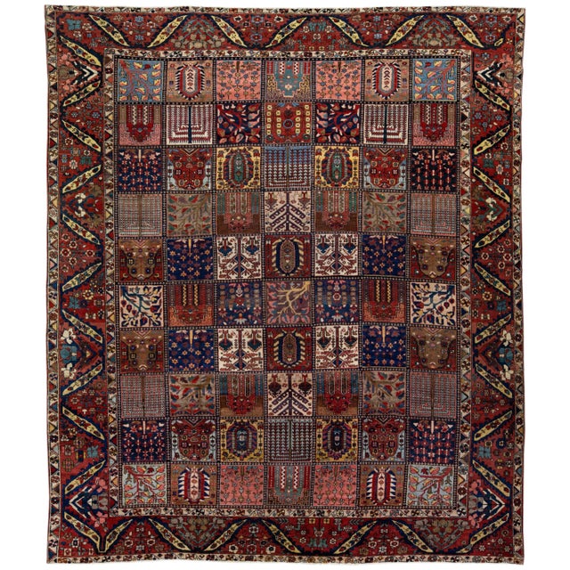 Textile Allover Antique Bakhtiari Handmade Persian Wool Rug With Multicolor Field For Sale - Image 7 of 7