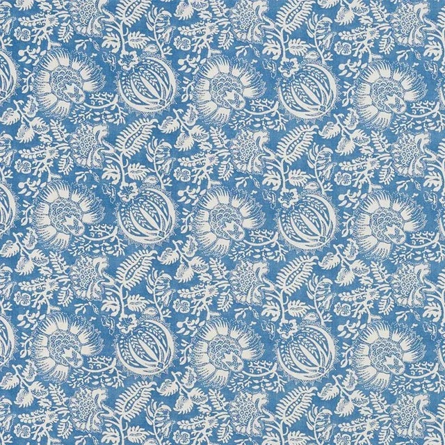 Sample - Schumacher Pomegranate Print Fabric in Indigo For Sale