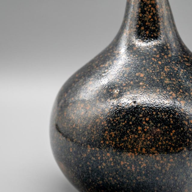 Sculpture Materials Mid-Century Tenmoku Glazed Kyō-Yaki Vase attributed to Miura Chikken, Japan, 1960s For Sale - Image 7 of 11