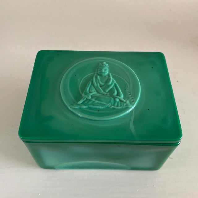 Late 19th Century Chinese Green Peking Glass Buddha Box For Sale - Image 13 of 13