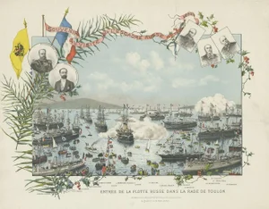 Robert Jourdan, Russian Fleet Arriving in Toulon, France, 1893, Lithograph on Paper
