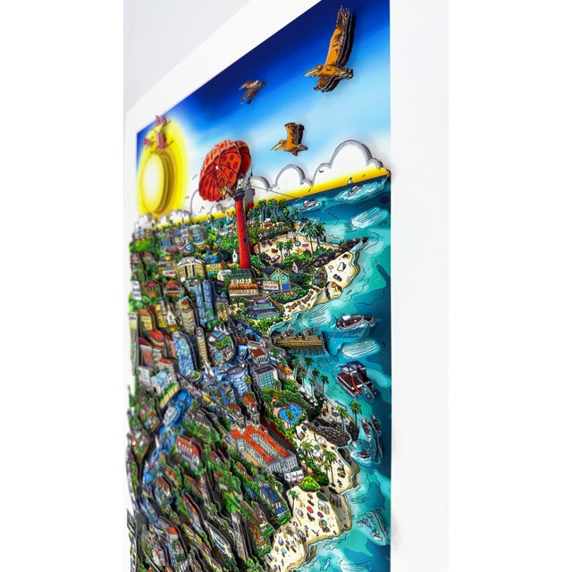 Charles Fazzino, Paradise Found... Palm Beach County, Hand Signed 3d Deluxe Edition, 46 X 24 In., 2022 For Sale - Image 4 of 5