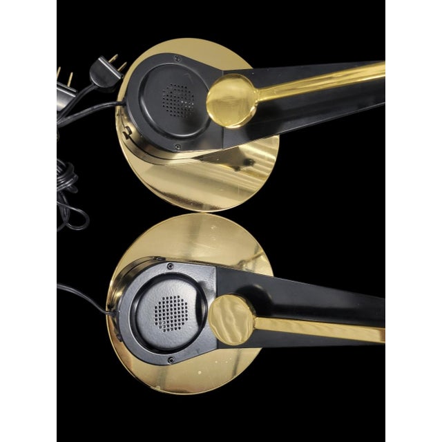 Gold 1980's Fase Vintage Cantilever Brass Black Modern Counterweight Long Arm Table Lamps- A Pair For Sale - Image 8 of 15
