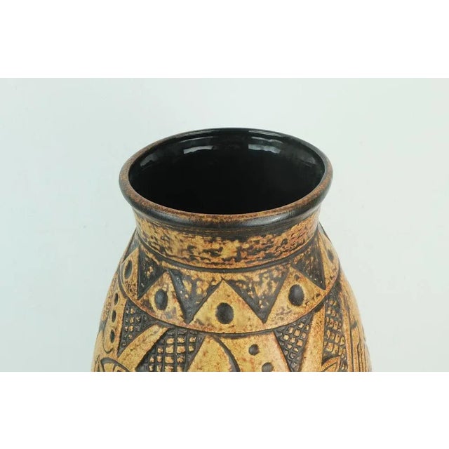 Very beautiful and rare mid century ceramic floor vase. Manufactured by Jasba Keramik in the 1960s to 70s. Relief decor...