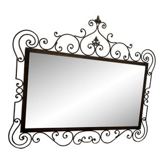 Vintage Scrolled Iron Beveled Mirror Made by Uttermost For Sale