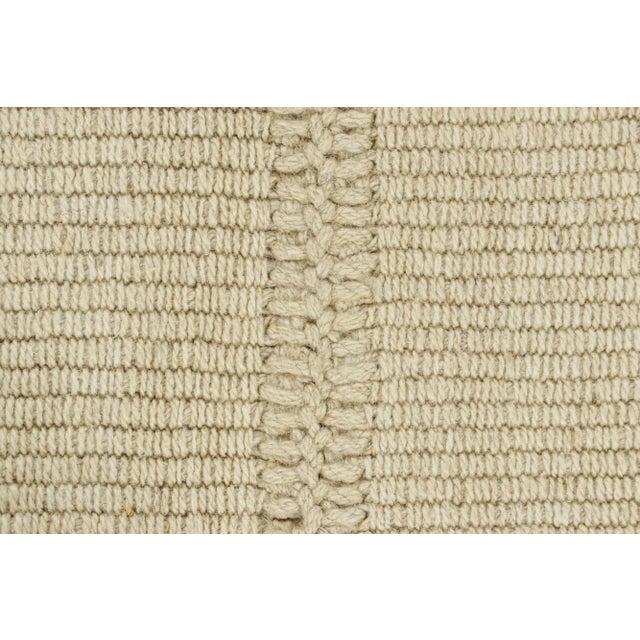 Contemporary Rug & Kilim’s Contemporary Kilim in Cream White Textural Stripes For Sale - Image 3 of 8