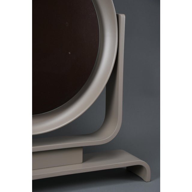 Postmodern Italian Vanity Mirror in Taupe Lacquered Wood, 1980s For Sale - Image 12 of 15