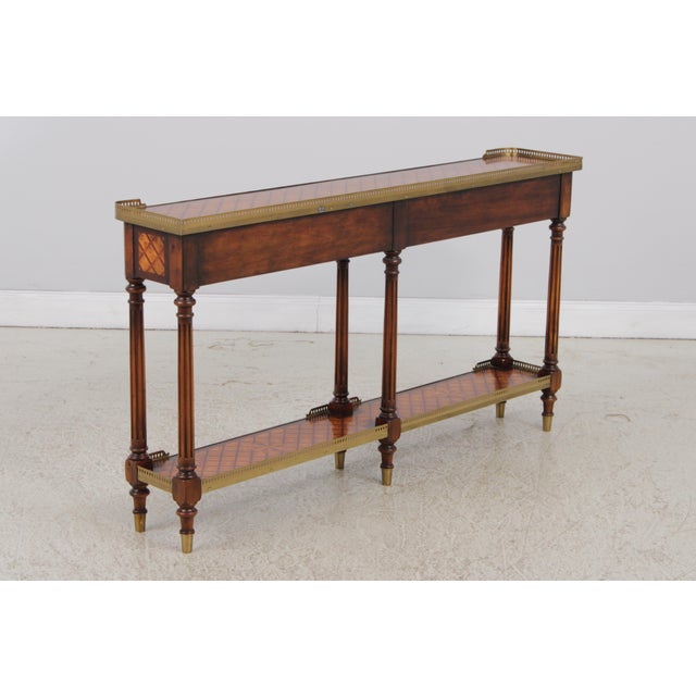 Theodore Alexander Burl Lattice Parquetry Console Table For Sale - Image 14 of 15