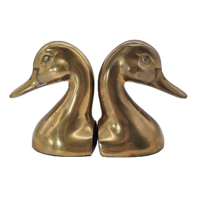 Vintage Duck-Shaped Bookends in Brass, 1970s, Set of 2 For Sale