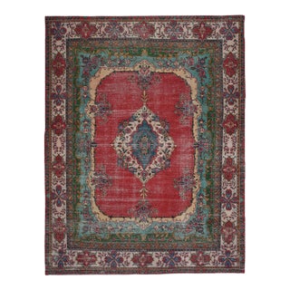 1970s Vintage Persian Handmade Wool 10x13 Red Area Rug For Sale