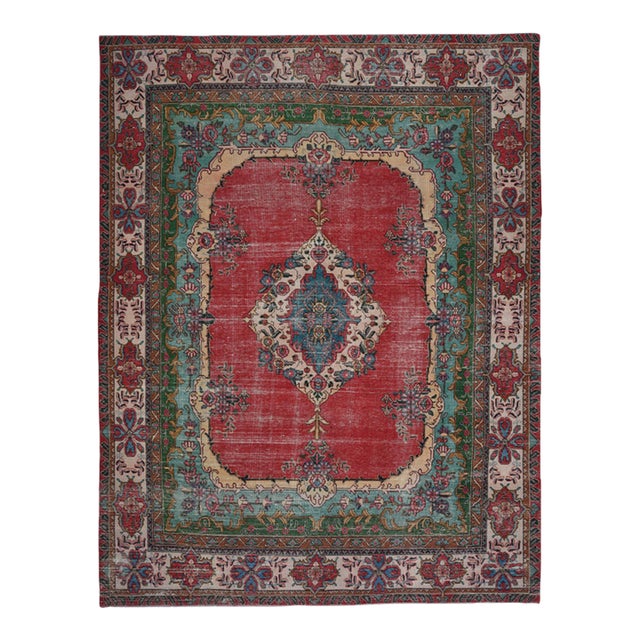 1970s Vintage Persian Handmade Wool 10x13 Red Area Rug For Sale
