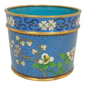 Chinese Brush Pen Holder Blue Color Cloisoné 20th Century