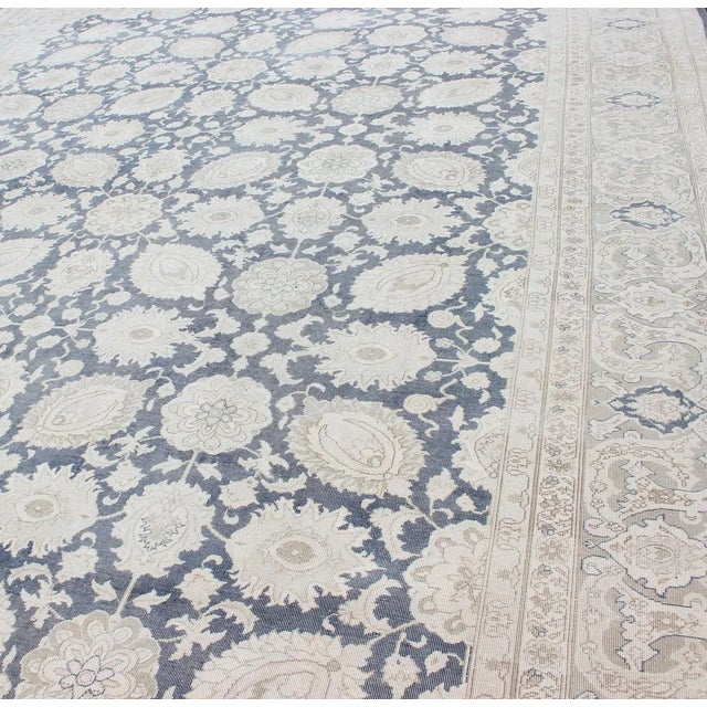Large Vintage Tabriz Rug With All-Over Motif Design in Steel Gray and Tan 11'5 X 15'11 For Sale - Image 4 of 13