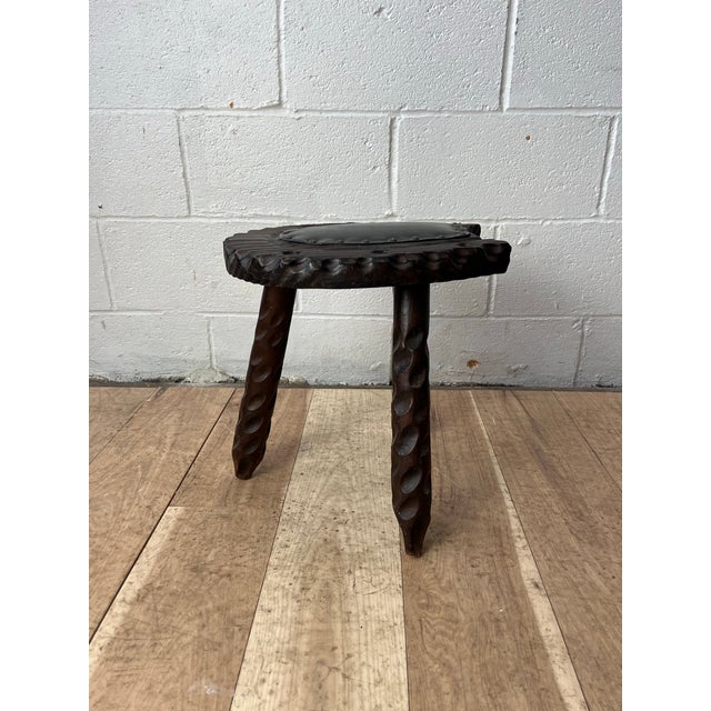 Brutalist Mid Century Spanish Brutalist TriPod Milk Stool Witco Styling For Sale - Image 3 of 10
