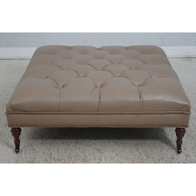 Age: Approx: 20 Years Old Details: Nice Turned Legs w. Brass Caster Feet Traditional Style Tack Head Trim Possibly Hancock...