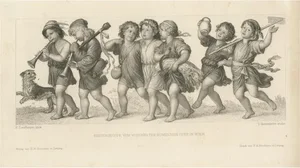 After Laufberger, Illustration of a Group of Children and a Dog, Print