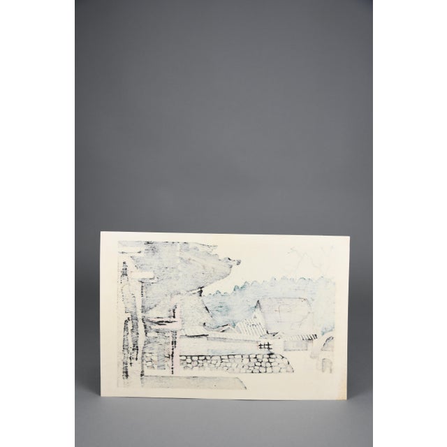 Kiyoshi Saito, Horyuji Temple (Late Autumn), Sosaku-Hanga Woodblock Print, Mid-20th Century For Sale - Image 9 of 12