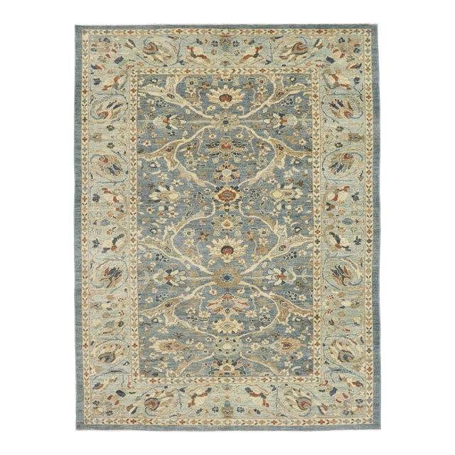 Modern Azure Turkish Sultanabad Rug, 09'03 X 12'03 For Sale