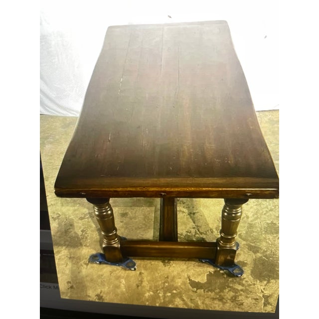 Late 19th Century 1890's English Oak Refractory Farm Table For Sale - Image 5 of 8