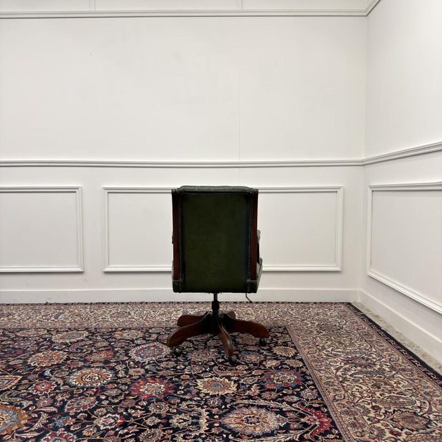English Green Chesterfield Desk Chair For Sale - Image 4 of 9