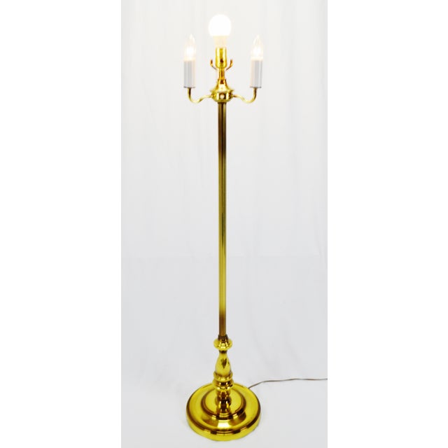 Vintage 4 Light Brass Colored Candelabra Floor Lamp With Swirl Design