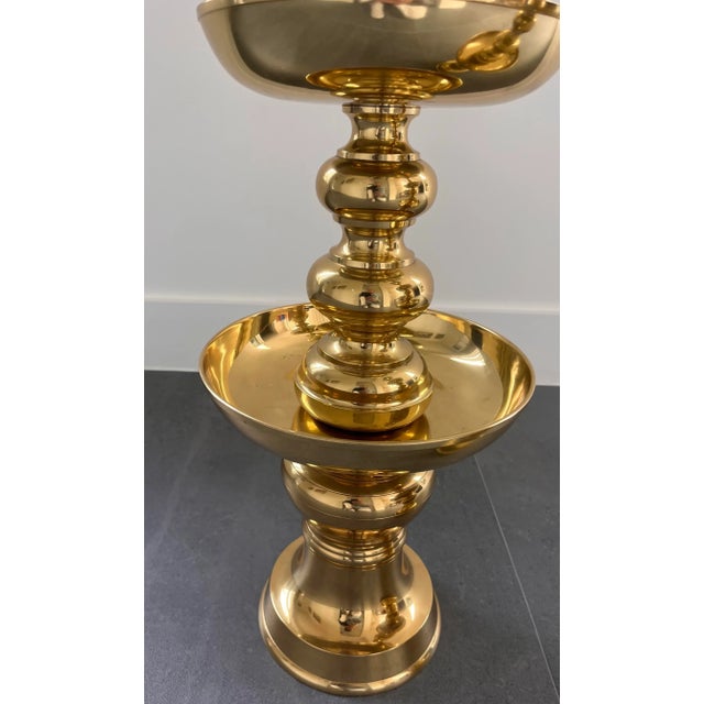 Pair of Very Large Polished Brass Floor Candle Holders For Sale - Image 10 of 12