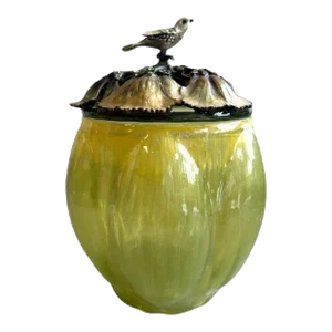 Vintage 1980’s Jay Strongwater Large Opaline Jar