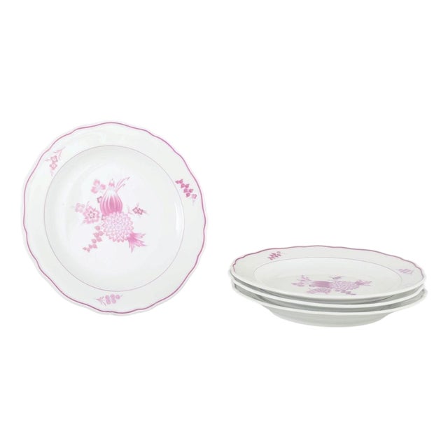 Porcelain Lunch Plates with Lilac Floral Motif from Meissen, 1930s, Set of 4 For Sale