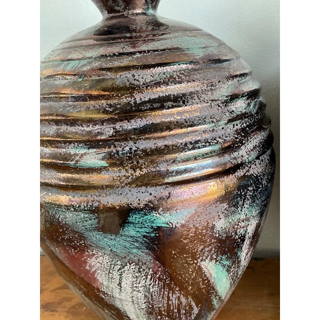 Vintage Glazed Metallic Ceramic Lamps - Set of 2 For Sale - Image 9 of 18