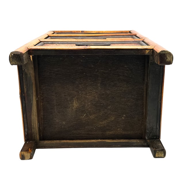 Vintage Bamboo 3-Drawer Tabletop Storage Cabinet or Plant Stand – Organic Modern / Tropical For Sale - Image 12 of 12