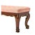 A Regency style window bench features a richly figured mahogany frame with graceful scroll form legs and delicate gilt...