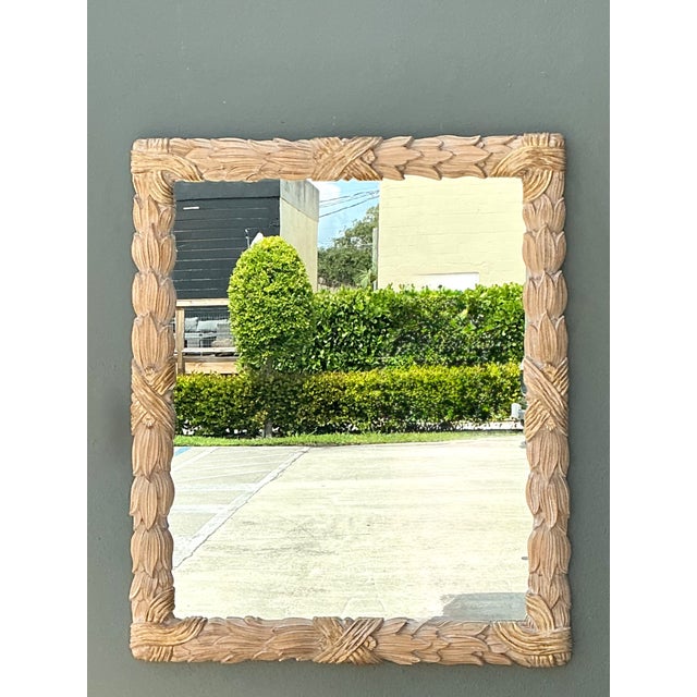 Vintage Carved Wood Leaf Frame Mirror For Sale In West Palm - Image 6 of 12