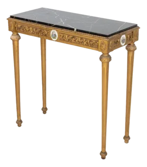 French Neoclassical Marble Top Giltwood Console