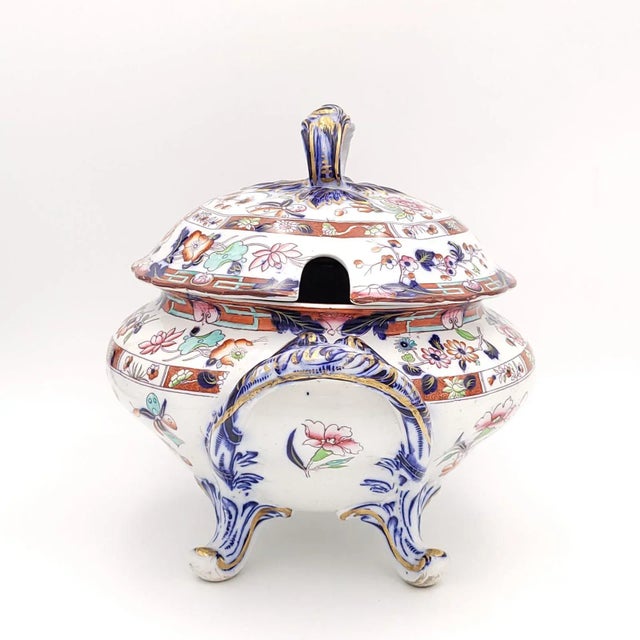Victorian English Porcelain Tureen, Imari Style, Early Victorian For Sale - Image 3 of 12