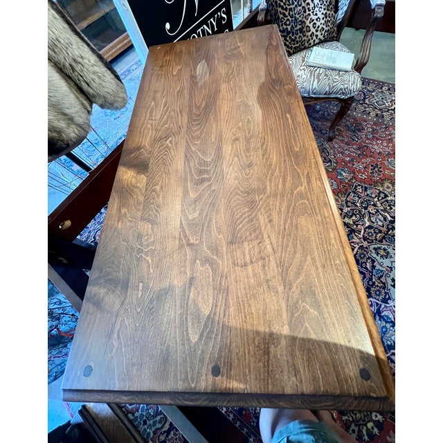 Brown 1930s Queen Anne Walnut 3 Drawer Writing Desk For Sale - Image 8 of 8