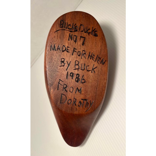 1986 Buck’s Ducks Wooden Duck Decoy No. 7 Hand Carved Signed Folk Art For Sale In Los Angeles - Image 6 of 8