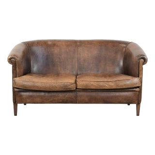Vintage Two-Seater Sofa in Cognac-Colored Sheepskin Leather For Sale