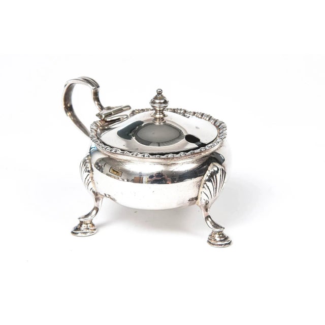 Art Deco Mappin & Webb Sterling Silver Footed Mustard Pot With Glass Liner, Circa 1929 For Sale - Image 3 of 10