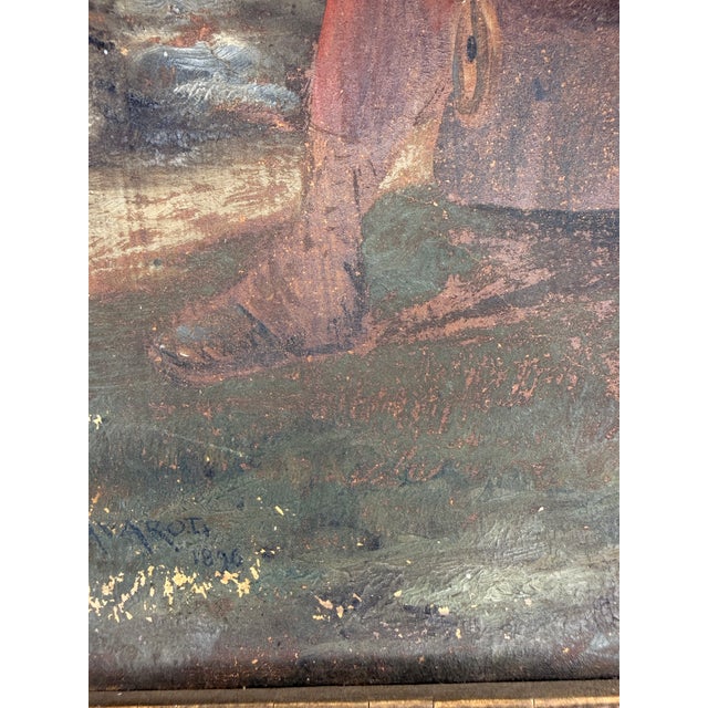 Red Antique French Military Oil Paintings — Signed Saravoi, 1896, Original Gilt Frames - a Pair For Sale - Image 8 of 17