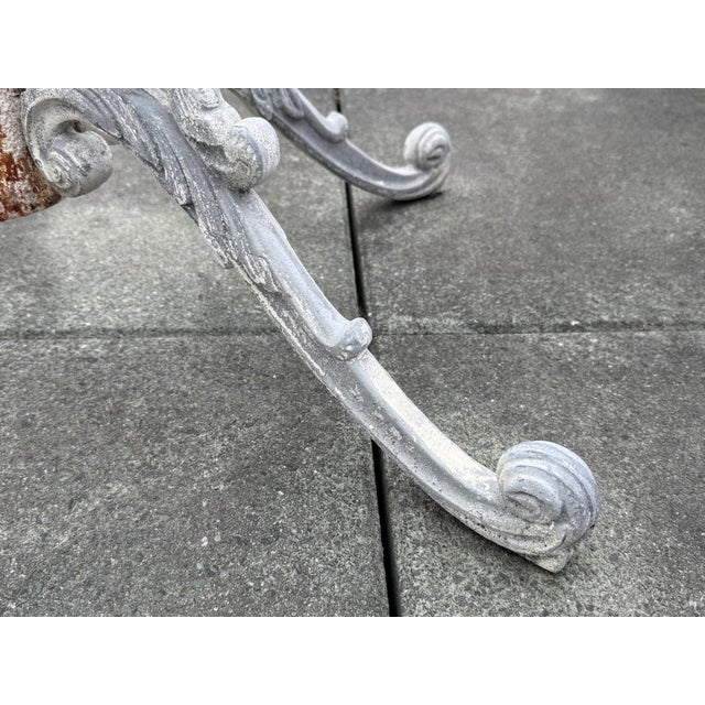 Vintage Rococo-Style Painted Cast-Iron Pedestal Table With Round Glass Top For Sale - Image 4 of 15