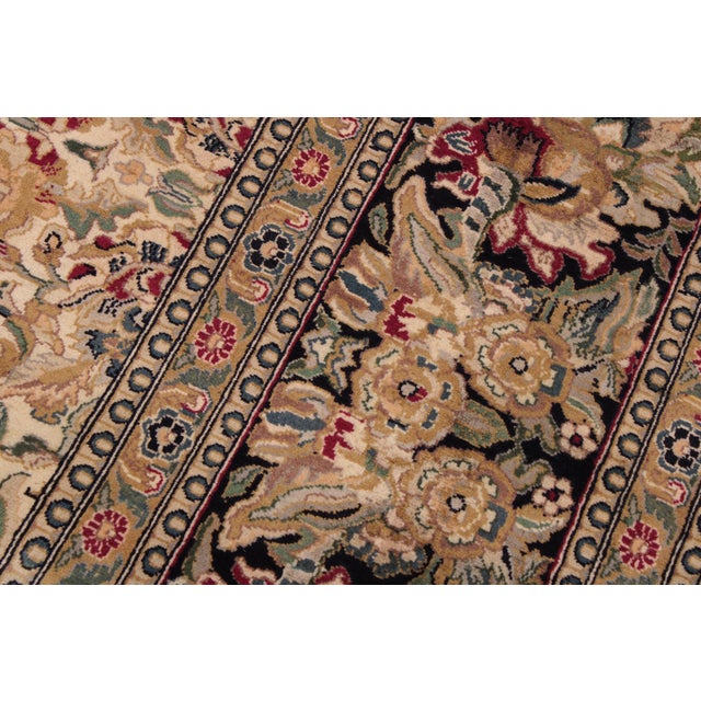 1990s Shabby Chic Pak-Persian Ivory/Black Wool Rug - 9'0'' X 11'0'' For Sale - Image 5 of 9