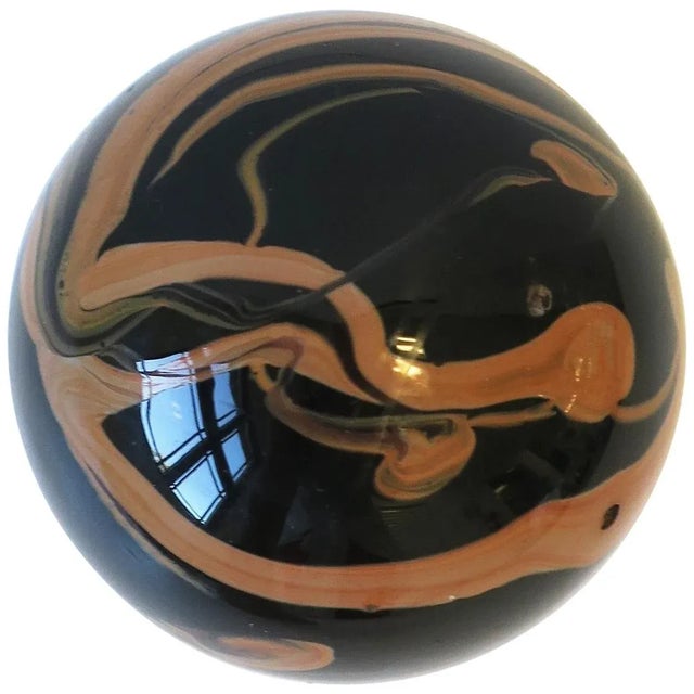 1970s Modern Black Art Glass Paperweight or Decorative Object Sphere For Sale - Image 13 of 13