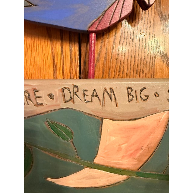 Wood Sticks Sarah Grant 1997 Folk Art 36” Coat Rack Wall Hooks Hand Painted For Sale - Image 7 of 11