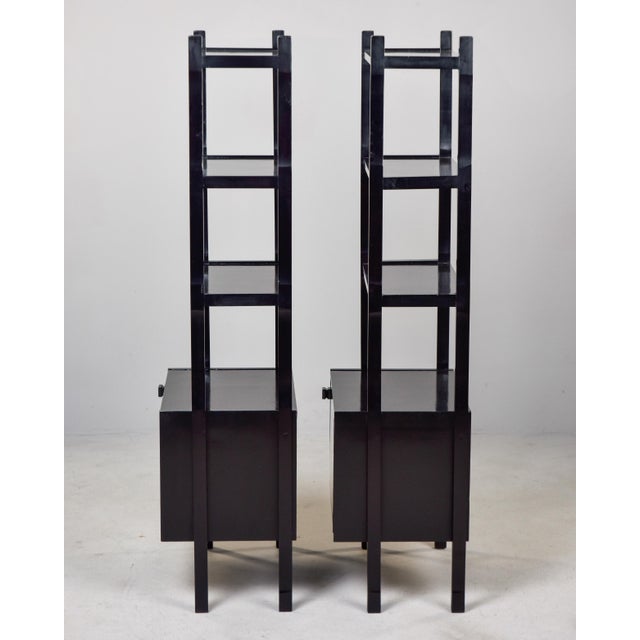 Mid Century Italian Ebonised Shelf Cabinets - Pair For Sale - Image 4 of 12