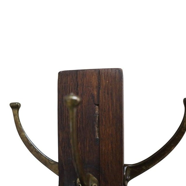 Brown Stickley Style Arts & Crafts Oak Hat & Coat Rack C1920 For Sale - Image 8 of 8