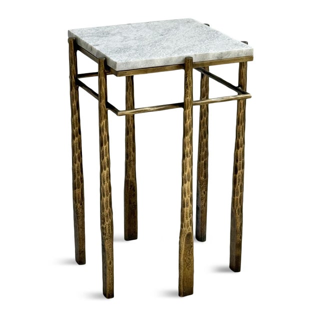 Luna Stone & Bronze Side Table For Sale - Image 9 of 14