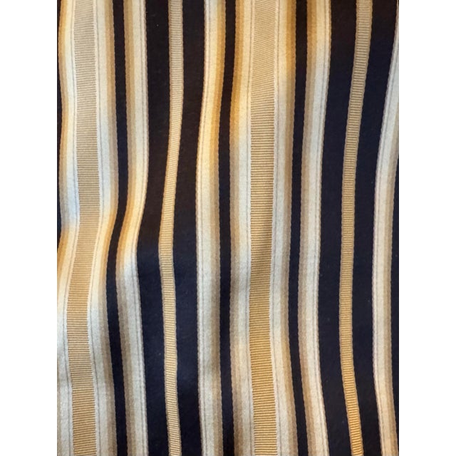 Pair of Custom Interlined Striped Drapery Panels in Black, Gold & Ivory, 94” For Sale - Image 4 of 5